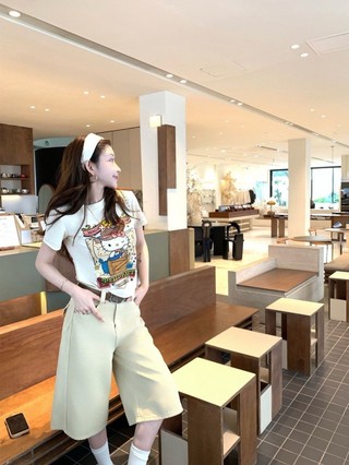 American Sweet And Cool Denim Kitty Pattern Short-sleeved T-shirt For Women Summer New Korean