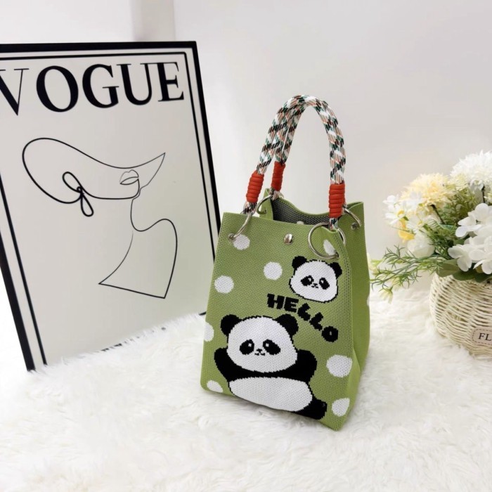 Túi dệt kim cầm tay dễ thương hoạt hình mới dành cho nữ đi làm và đi lại với sức chứa lớn và t