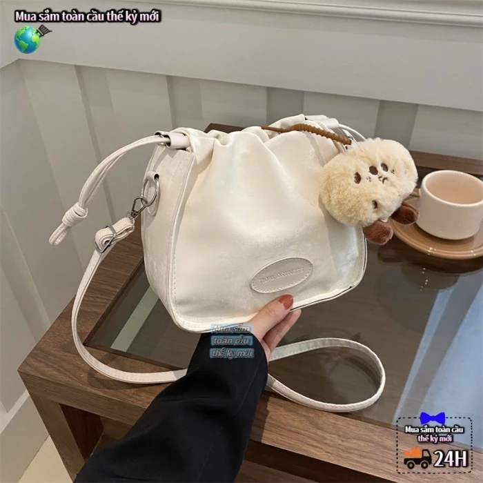 Túi đeo chéo Túi Bucket thời trang, túi đeo vai cao cấp, đơn giản, nhỏ nhắn, thơm, túi đi làm đa nă – 7