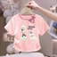 Áo cổ tròn mới cho bé gái Ice Silk Tay ngắn nơ trẻ em Áo thời trang dành cho trẻ nhỏ và vừa