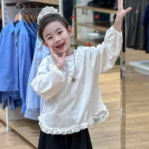 Áo sơ mi búp bê dài tay dài tay cho bé gái lớp ren Hàn Quốc phong cách mới