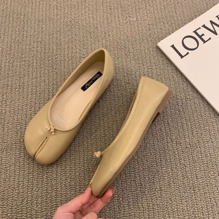 Cùng phong cách mùa hè đế mềm gót chân lợn giày xẻ mũi nữ đế phẳng giày múa ba lê móng ngựa