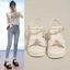 Giày sandal ngọc trai mùa hè đa năng kiểu Pháp cổ tích đế dày kèm váy Giày đi biển La Mã