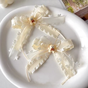 Gấu Nhỏ Mới Dễ Thương Kem Nhiều Lớp Nơ Kẹp Tóc Nổ Kẹp Bên Cạnh Tóc Dây Đôi Đuôi Ngựa Mũ Đội Đầu C
