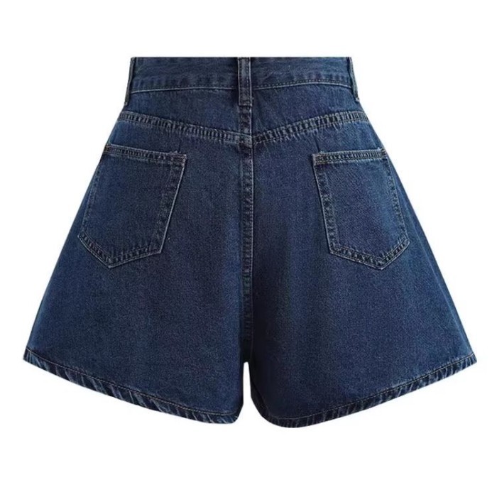 Kích thước lớn quần short denim eo cao mỏng mùa hè mm quần ống rộng rộng váy jeans