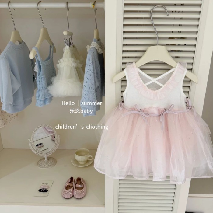 Girls New Summer Dress Pink Ballet Gauze Skirt Baby Summer Style Princess Dress Dress Super C