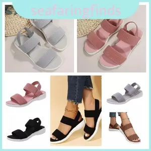 Dép xỏ ngón miệng cá nữ cỡ lớn có gót phẳng và nhân vật dây thun
