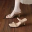 Dép Quai Nữ Giày Sandal Cao Gót Hở Mũi Kiểu Pháp
