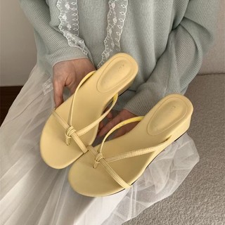 Simple Thick-soled Wedge-heeled Flip-flops For Women's Summer Outer Wear New Small Flip-flops
