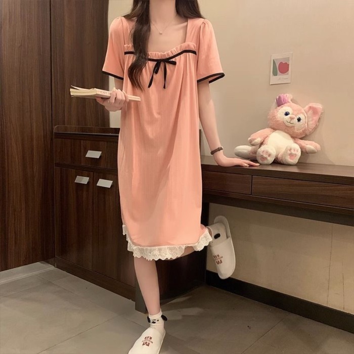 Summer Nightgown Summer Internet Celebrity Short Sleeve Internet Celebrity Style Student Cute Ap