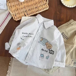 áo sơ mi dài tay trẻ em mùa xuân mới nam nữ bé áo phông hoạt hình dành cho trẻ em và trẻ em trun