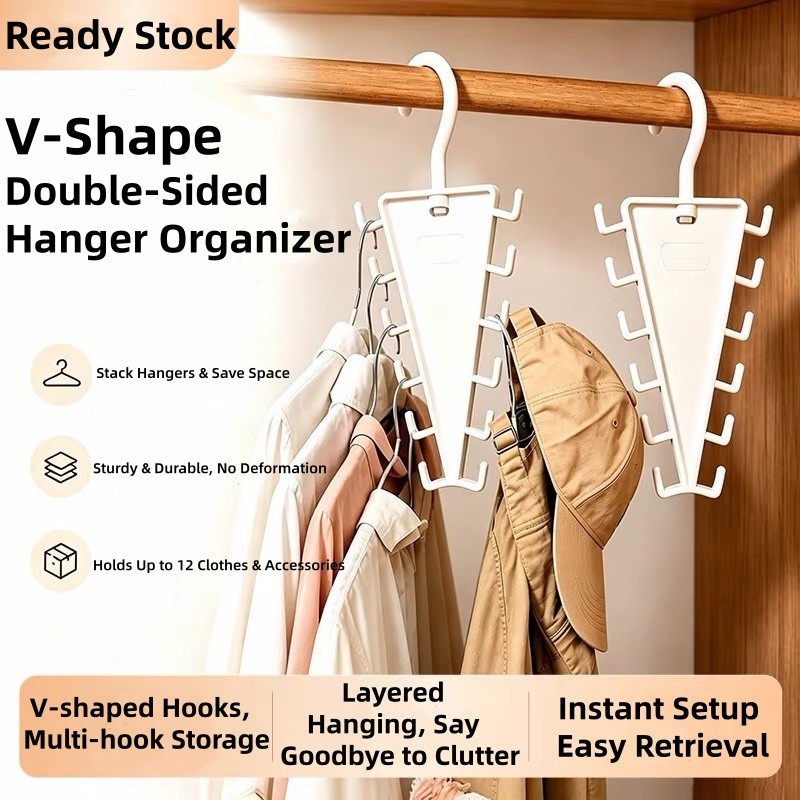 4 Chiếc Mới Hình Chữ V Hai Mặt Móc Treo Tổ Chức Với 12 Móc Tủ Quần Áo Cuối Cùng Tổ Chức Tiết Kiệm Không Gian Móc Bảo Quản Cho Gia Đình Hoặc Sinh Viên Chỗ Ở