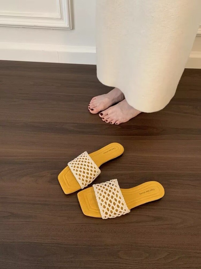 đôi sandal dệt theo phong cách nghỉ dưỡng cổ điển của Pháp dành cho nữ đi mùa hè mới dép đế bằng