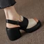 Giày sandal đế dày màu đen thon gọn đa năng, dép nữ nhà giàu, giày nữ nhà giàu, gót dày, dép nữ cao