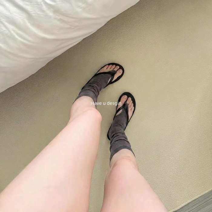 Have u desgin Phong Cách Ballet Flip-Flops Tất Màu Trơn Cao Cấp Lưới Thoáng Khí Kem Chống Nắng Tất Bắp Chân