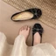 Mùa hè Giày lười đế bệt phong cách Hàn Quốc kèm váy, giày đơn nơ sequin cỡ lớn miệng nông cho
