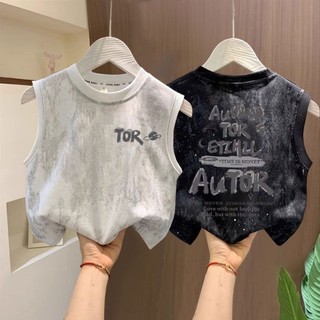 Áo phông không tay vest cotton nguyên chất mùa hè dành cho bé trai phong cách Hàn Quốc kiểu phương