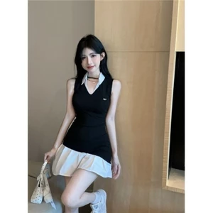 Váy sơ mi Mỹ mùa hè Váy không tay Slim Fit dành cho nữ