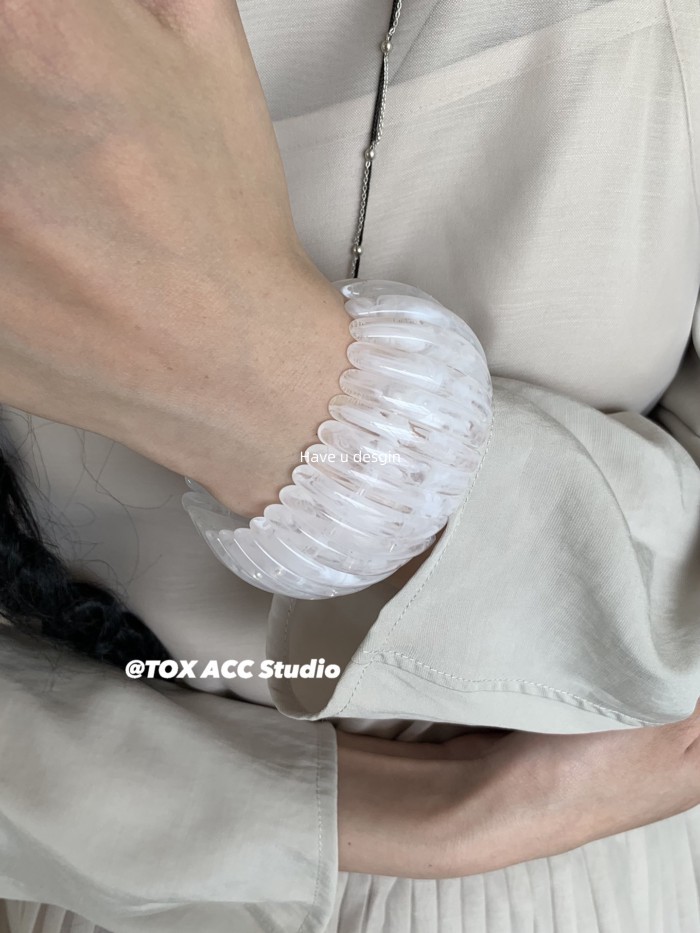 Have u desgin Thiết Kế Cảm Giác Thời Trang Mờ Dây Đàn Hồi Hình Bầu Dục Tất Cả Trận Đấu Vòng Tay Đơn Giản Cao Cấp Phụ Kiện Tay