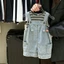 Bộ món quần đùi denim có dây đeo thời trang dành cho bé trai và bé gái bộ đồ hai mảnh thời tra