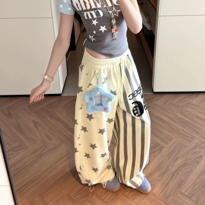 American Slim-fitting Internet Celebrity Ins Dopamine Retro Summer All-over Printed Stars Loo
