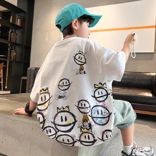 Áo thun cotton mùa hè ngắn tay cho bé trai, kiểu dáng mùa hè cho trẻ em vừa và lớn, đẹp và rộng rãi