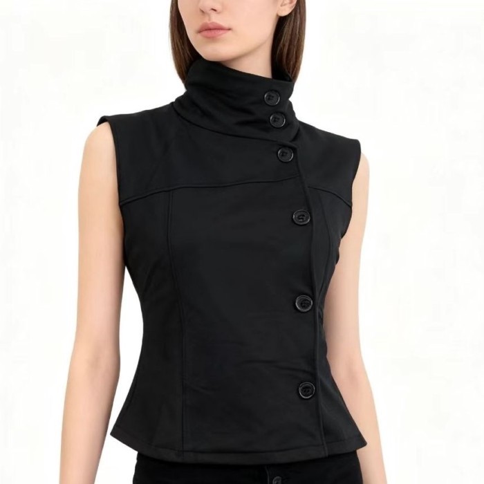 Áo vest cổ đứng dáng ôm cổ điển áo khoác vest không tay khí chất hot girl thanh lịch hàng đầu d