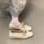 Giày Ballet Mũi Vuông Tăng Nơ Giày Nữ Nhẹ Nhàng Pháp Mary Jane Giày Bơm Pháp