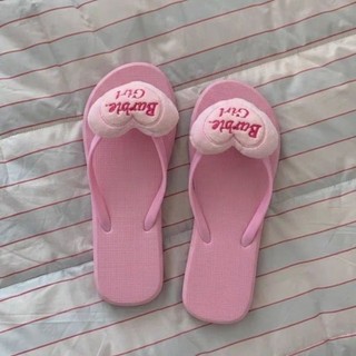 Korean Version Pink Embroidered Love Flip-flops Summer Seaside Beach Slippers Girls Soft-soled