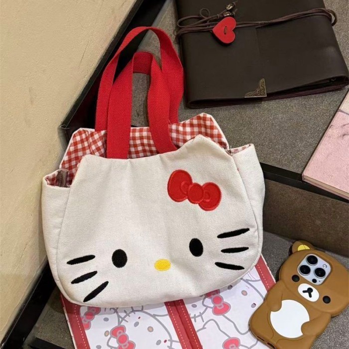 Mới Kitty Dễ Thương Túi Đựng Hoạt Hình Đi Làm Túi Túi Xách Nữ Túi Xách Công Suất Lớn