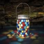 Đèn lồng năng lượng mặt trời Mason Jar với khảm thủy tinh nghệ thuật để chiếu sáng lối đi sân sau