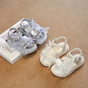 Giày Sandal Bé Gái Nơ Ngọt Ngào Đính Hạt Giày Công Chúa Mới Bé Gái Đế Mềm Giày Đi Biển