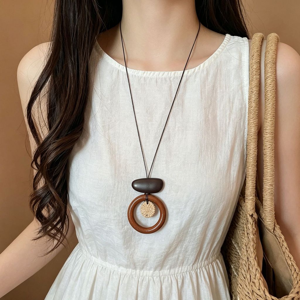 Vòng cổ dài bện phong cách dân tộc cổ điển dành cho nữ