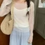 Áo sơ mi dài tay mỏng chấm bi màu trắng thanh lịch, áo hai dây đẹp thời trang