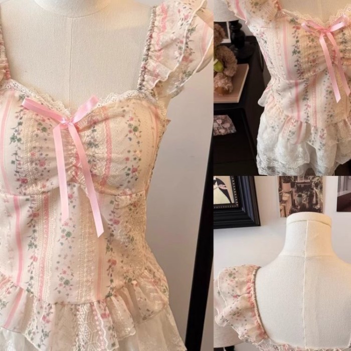 Áo sơ mi ngắn tay nhún bèo ren hoa phong cách ngọt ngào dành cho nữ, áo crop top cổ vuông mùa