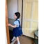 Bộ đồ có dây đeo phong cách đại học dành cho nữ sinh mới vừa và lớn của trẻ em áo sơ mi tay b