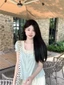 Phiên bản Hàn Quốc của áo sơ mi cổ búp bê ren ngọt ngào tay ngắn dáng rộng tay phồng mùa hè á