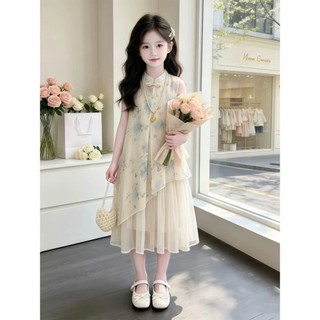 Váy bé gái, váy Hanfu trẻ em mùa hè, quần áo mùa hè cho trẻ em từ trung niên trở lên, váy sườn xám