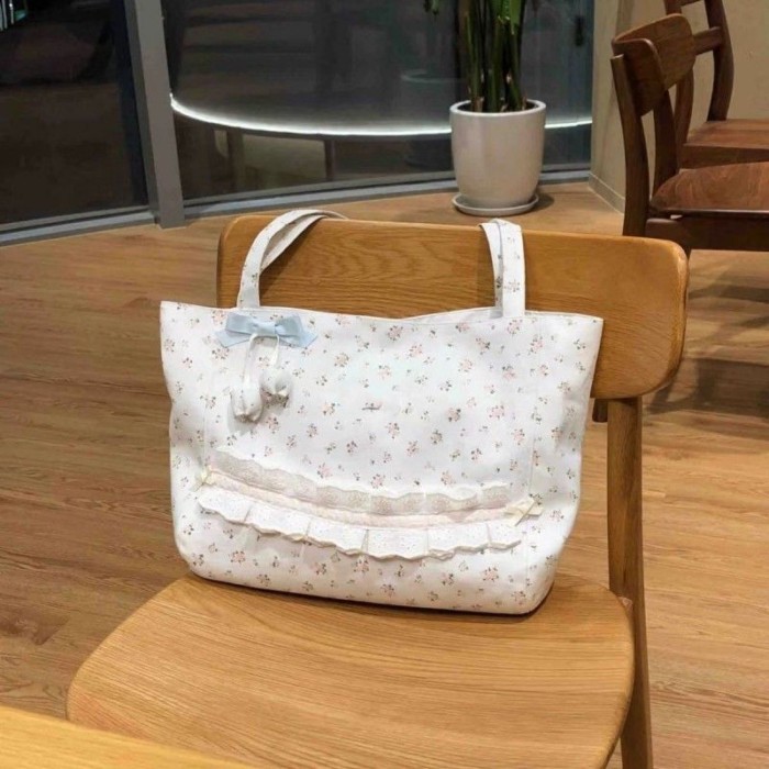 túi tote vải canvas họa tiết hoa tươi tắn và đa năng phong cách Hàn Quốc túi vải đeo vai đơn dung