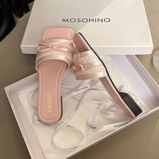 Square Toe Bow Flat Slippers New Style Slippers For Women To Wear Super Fairy Fashion One-Wor