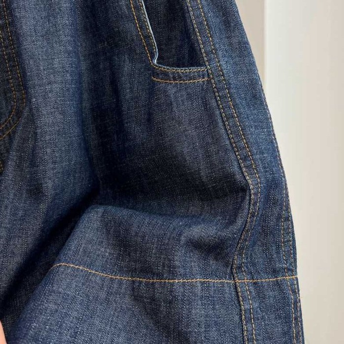 Lưng thun giản dị quần short denim nữ mùa hè mỏng dáng rộng lưng cao chữ A quần ống rộng hot