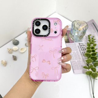 Ốp Lưng Màu Cà Vạt Nơ Màu Hồng Tương Thích Cho IPhone 11 12 13 14 15 16 17 Pro Max 12Mini Cover X XR XS Max Silicone Mềm Trong Suốt Cản SE 2022 6 7 8 Plus Vỏ Chống Sốc