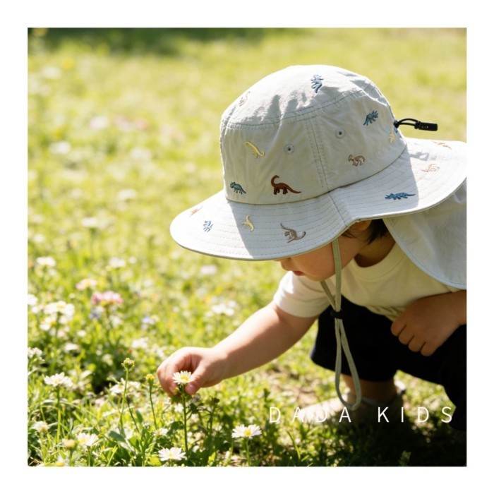 Children's Sun Protection Hat Summer Large Brim Neck Protection Breathable Anti-UV Outdoor Su