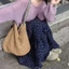 Retro Floral Skirt New High Waisted Slimming Medium Long Purple Cake Group
