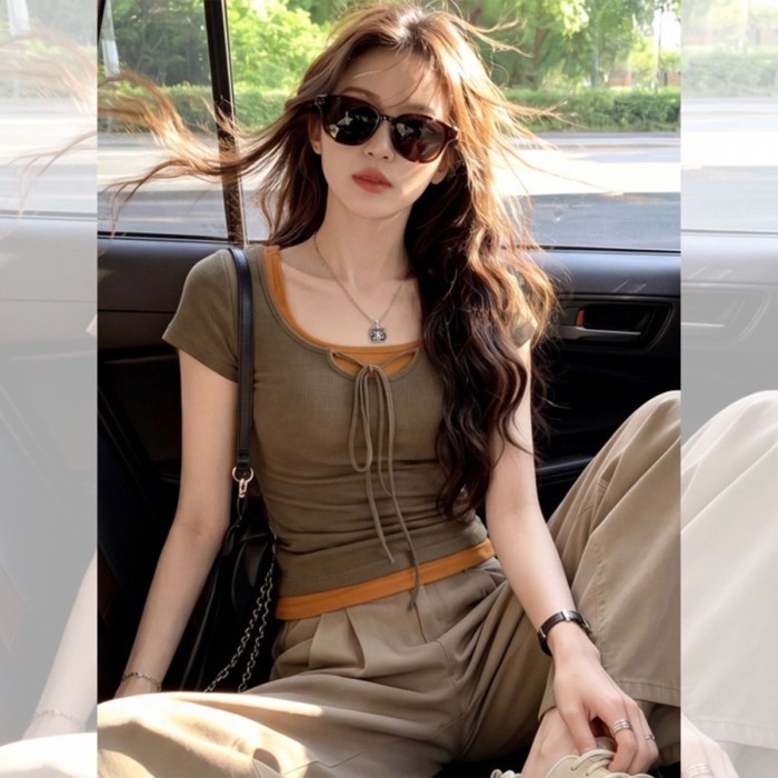 mẫu áo thun ngắn tay đẹp cho nữ, áo trễ vai phải đầu hè đẹp độc đáo