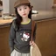 Áo thun dài tay cotton nguyên chất hoạt hình bé gái màu sắc tương phản thời trang trẻ em đế mới