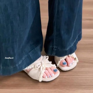 Floral Versatile Fairy Style Thick-soled Slippers For Women Summer New Style Comfortable Slip