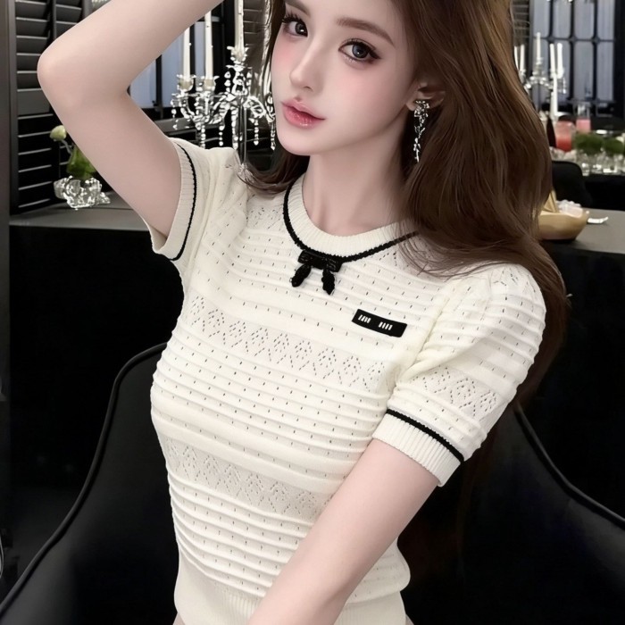 Áo thun ngắn tay cao cấp thời trang và thanh lịch dành cho nữ trong mùa hè. Áo kiểu dáng Hàn Quốc đ