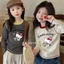 Áo thun dài tay cotton nguyên chất hoạt hình bé gái màu sắc tương phản thời trang trẻ em đế mới