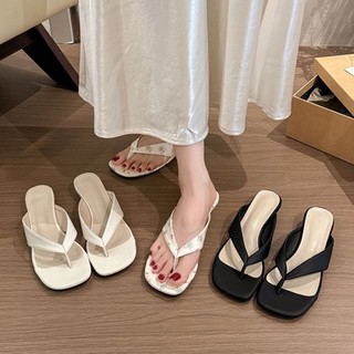 Low-heeled High-heeled Flip-flops Flip-flops For Women's Outer Wear Summer New Style Stunning